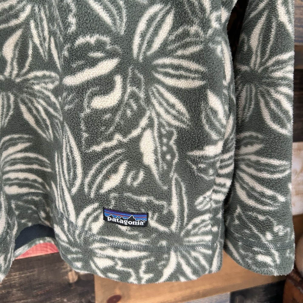 Vtg Patagonia Synchilla Fleece Snap-T Jacket Mens M Tropical Hibiscus Pullover - Picture 4 of 8